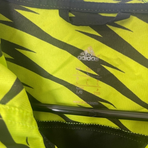 Adidas Lightweight Neon Printed Windbreaker Bright Streetwear Size Large Hooded - Picture 5 of 10